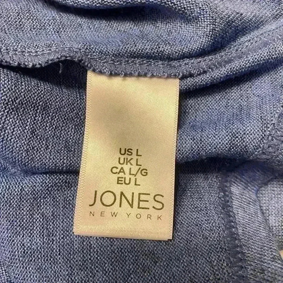 Jones New York cowl neck in slate blue long sleeve top women’s size large - Picture 7 of 8